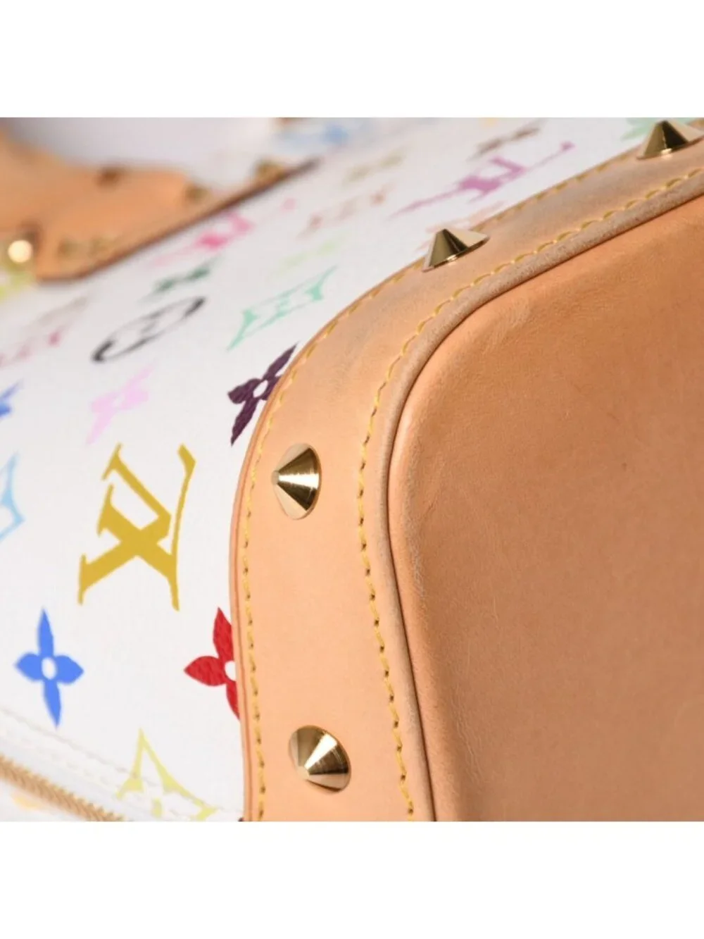 Louis Vuitton Alma Handbag Monogram Multicolor White Takashi Murakami